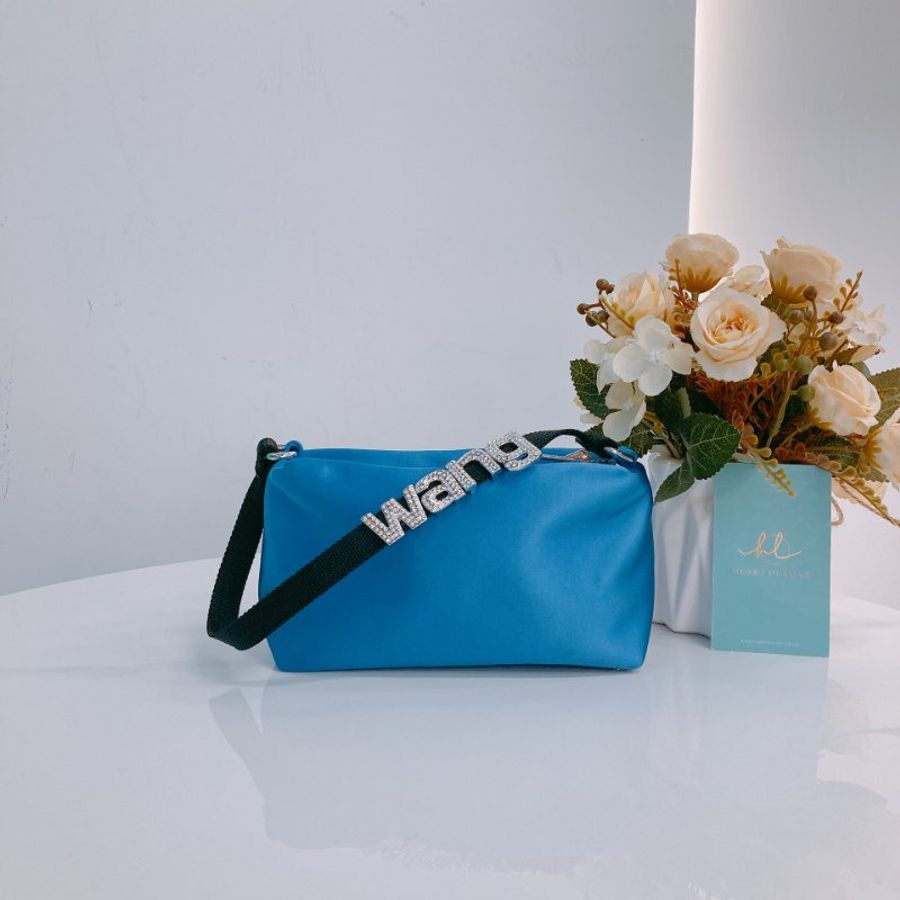 MS0337 亞歷山大王 中號 晚宴包/手拿包 絲綢 Alexander Wang 16cm Heiress Medium Pouch Silk Blue x PHW (98New)(Box) 600-0