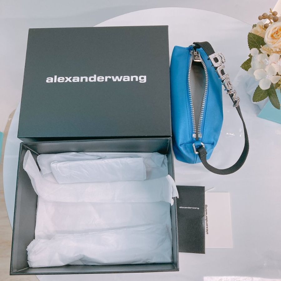 MS0337 亞歷山大王 中號 晚宴包/手拿包 絲綢 Alexander Wang 16cm Heiress Medium Pouch Silk Blue x PHW (98New)(Box) 600-16
