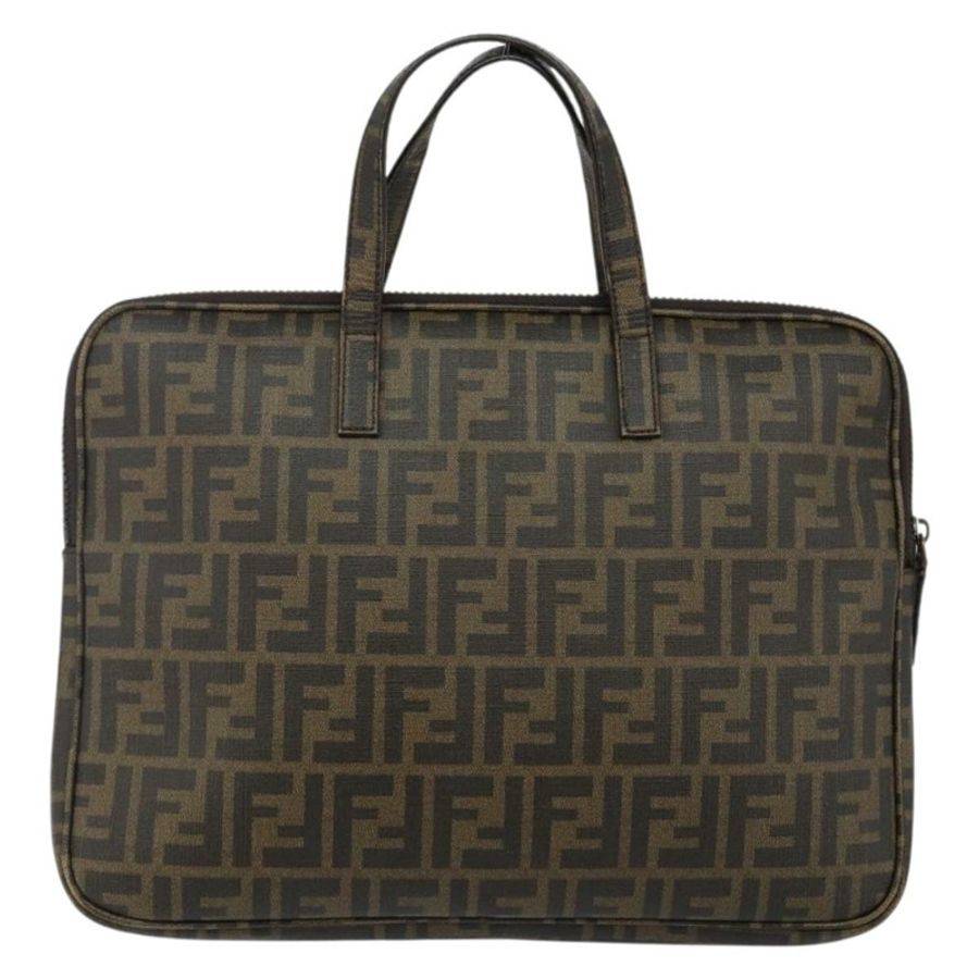 【日本直送】FENDI Zucca帆布電腦包 黑色棕色 Auth SW1528-1