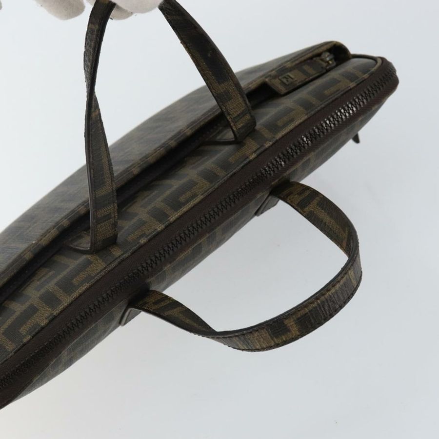 【日本直送】FENDI Zucca帆布電腦包 黑色棕色 Auth SW1528-5