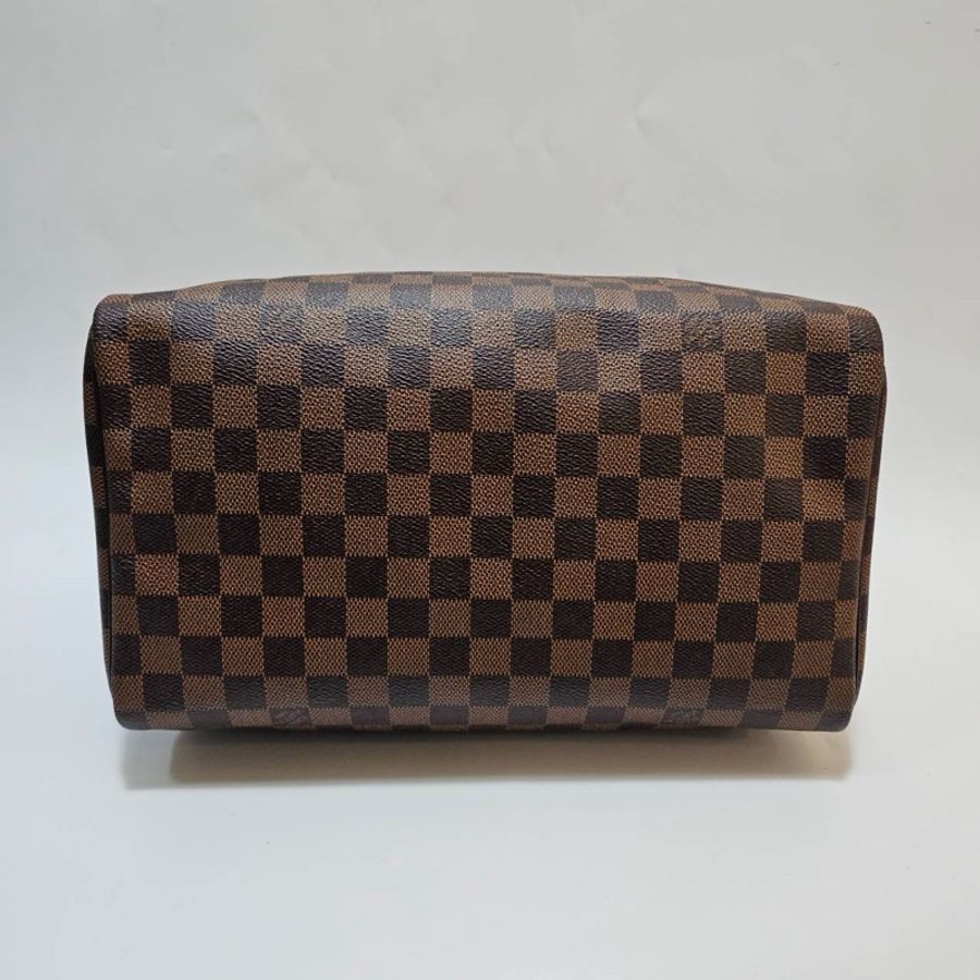 LV 咖棋盤格Speedy30 金釦手提波士頓包N41531-5