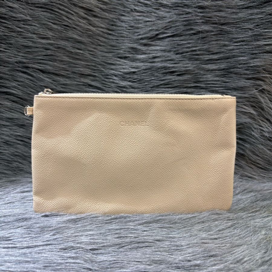 CHANEL TOTE 黑邊奶茶色荔枝皮 縫線菱格 購物包托特包子母包化妝包 BOOKTOTE-51