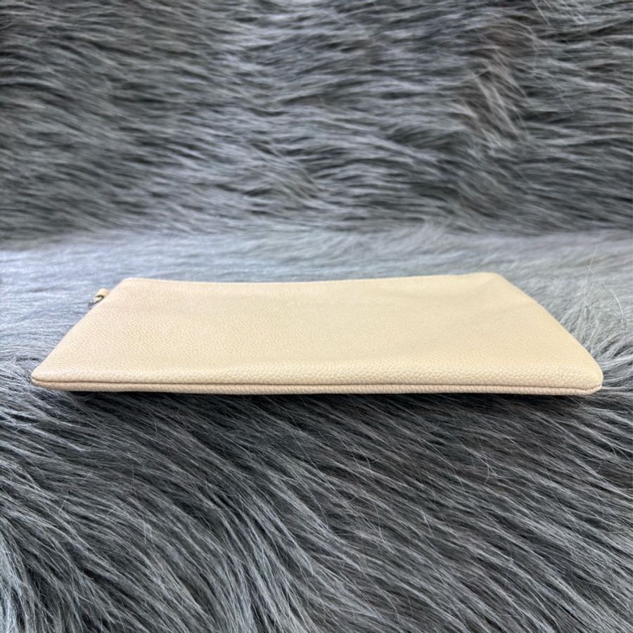 CHANEL TOTE 黑邊奶茶色荔枝皮 縫線菱格 購物包托特包子母包化妝包 BOOKTOTE-53