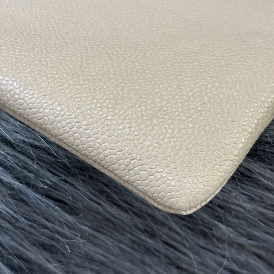 CHANEL TOTE 黑邊奶茶色荔枝皮 縫線菱格 購物包托特包子母包化妝包 BOOKTOTE-55