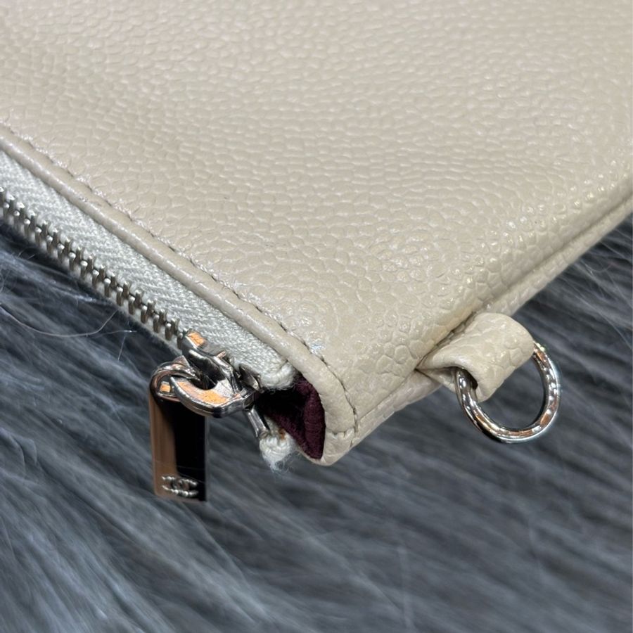 CHANEL TOTE 黑邊奶茶色荔枝皮 縫線菱格 購物包托特包子母包化妝包 BOOKTOTE-59
