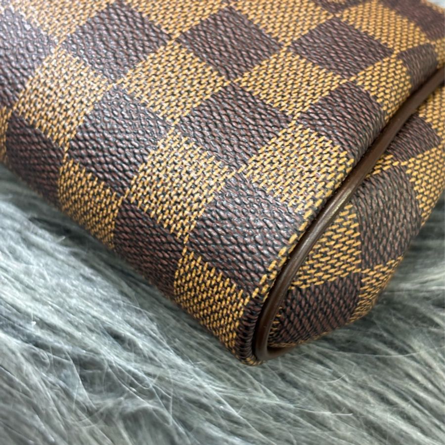 LV N55213 EVA 咖啡棋盤格紋 金牌 金鍊 肩背包 斜背包 晚宴包 腋下包 麻將包 手提包-7