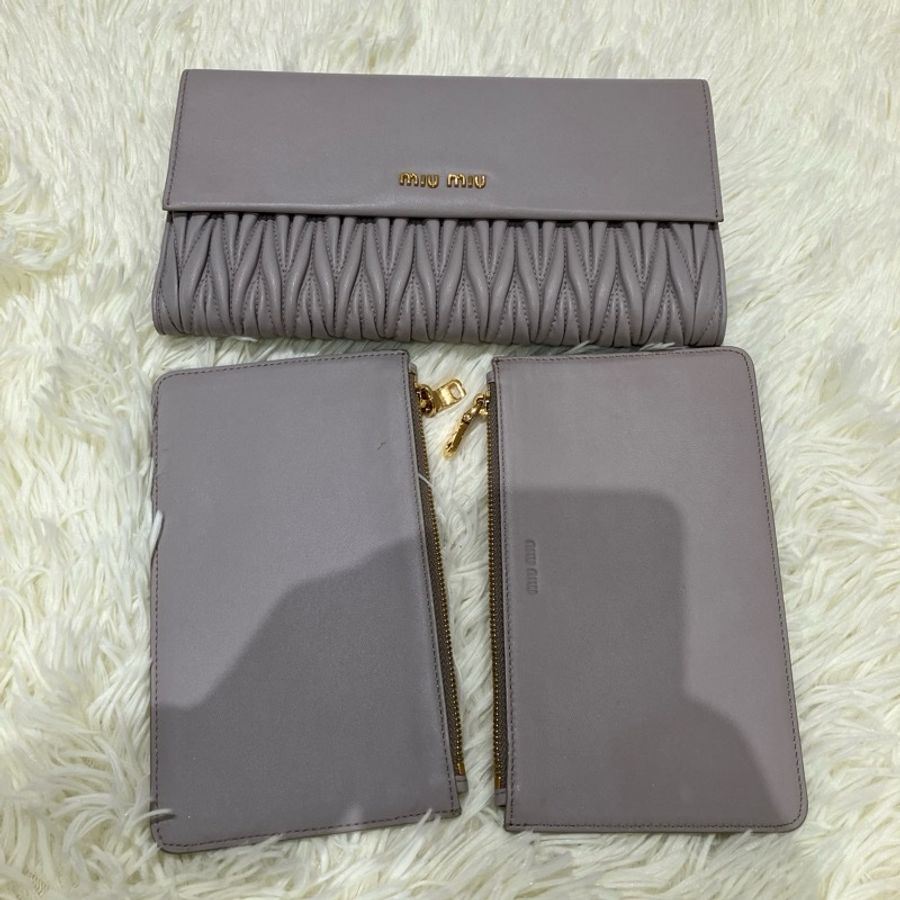 MS0334 繆繆 手拿包 灰色 Miu Miu Clutch 23cm Grey x GHW-34