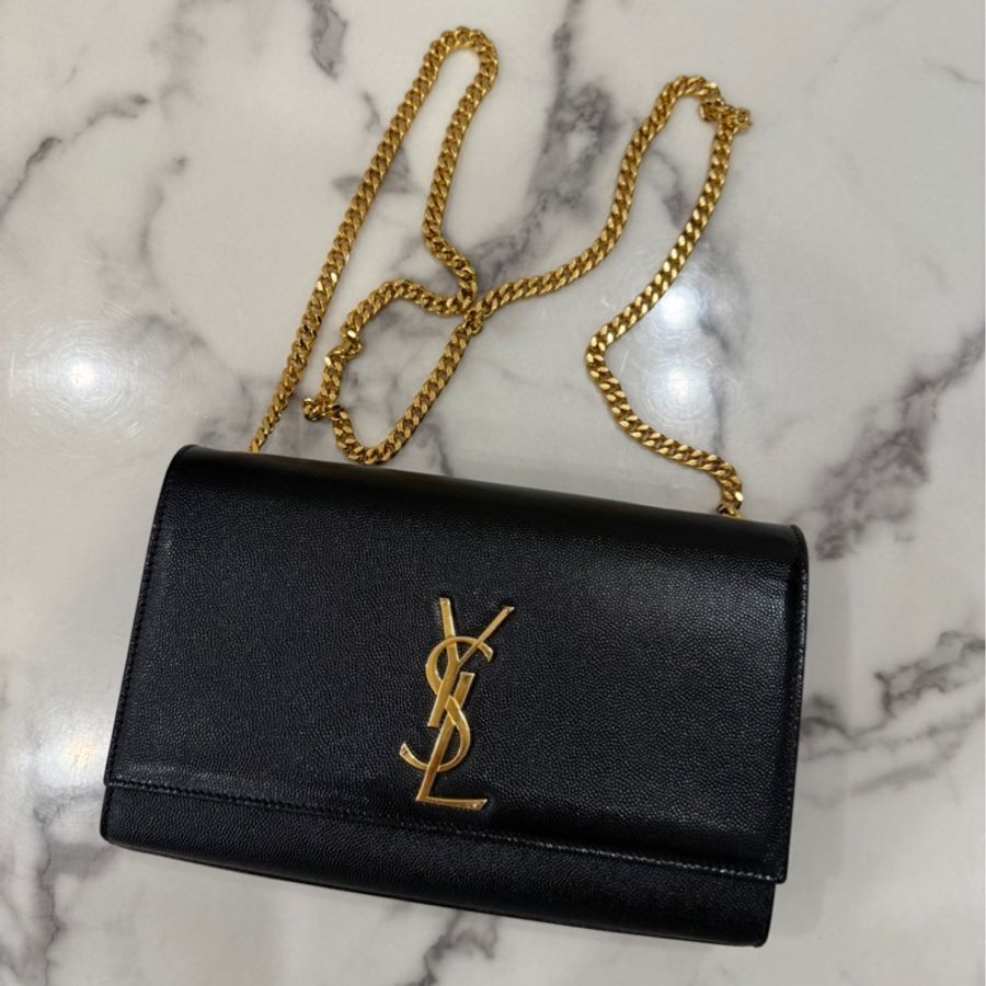 YSL金鍊/金logo魚子醬鏈條包 可單肩/斜背-2