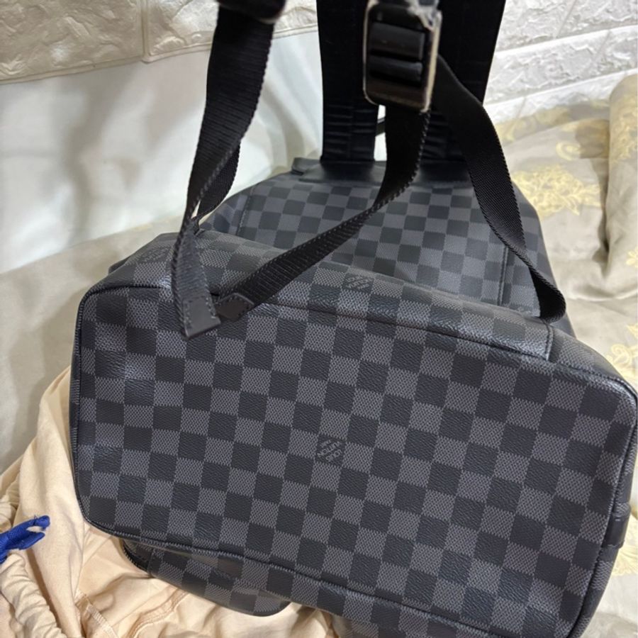 降價出清!LV 男用後背包 路易威登多功能背包 N40279 石墨背包 格紋灰色 特殊塗層帆布 牛皮-8