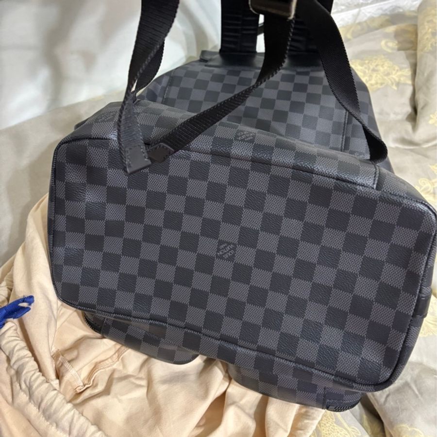 降價出清!LV 男用後背包 路易威登多功能背包 N40279 石墨背包 格紋灰色 特殊塗層帆布 牛皮-12