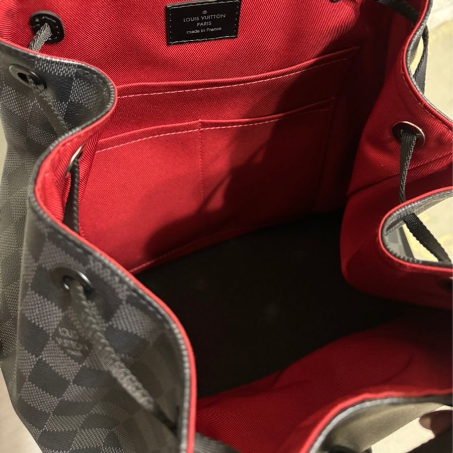 降價出清!LV 男用後背包 路易威登多功能背包 N40279 石墨背包 格紋灰色 特殊塗層帆布 牛皮-13