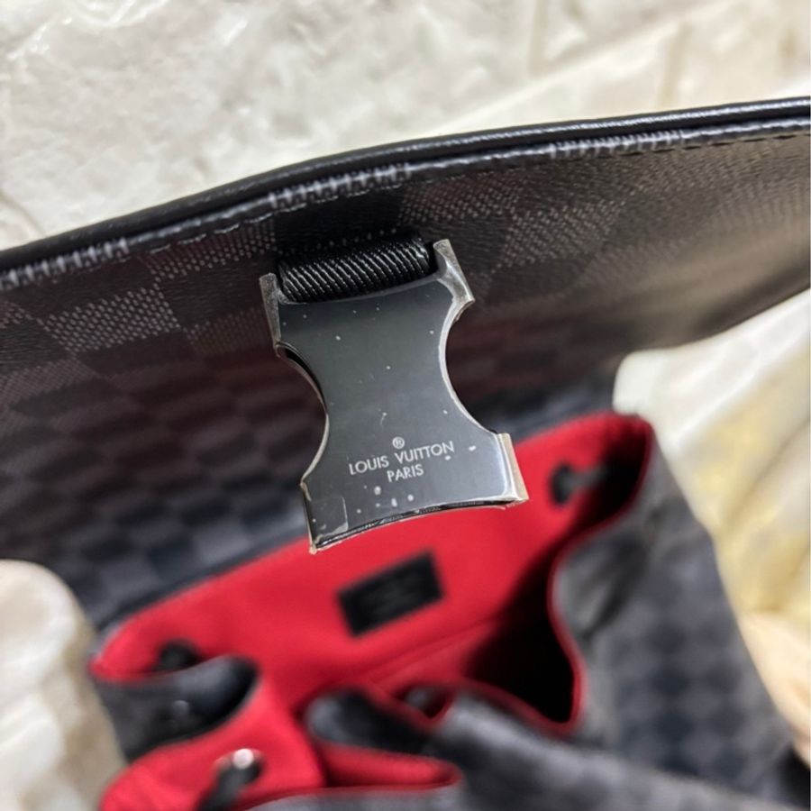 降價出清!LV 男用後背包 路易威登多功能背包 N40279 石墨背包 格紋灰色 特殊塗層帆布 牛皮-14