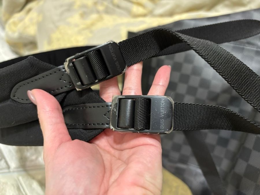 降價出清!LV 男用後背包 路易威登多功能背包 N40279 石墨背包 格紋灰色 特殊塗層帆布 牛皮-15