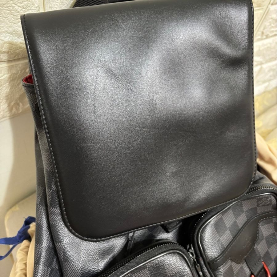 降價出清!LV 男用後背包 路易威登多功能背包 N40279 石墨背包 格紋灰色 特殊塗層帆布 牛皮-21
