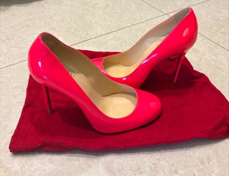 紅底鞋Christian Louboutin桃紅漆皮高跟鞋-0