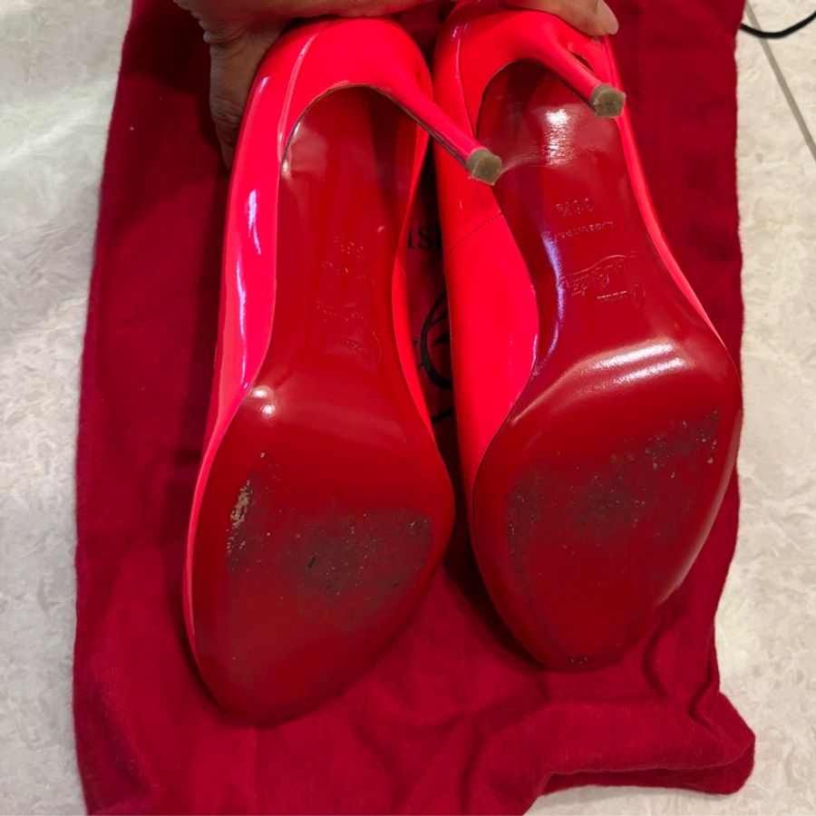 紅底鞋Christian Louboutin桃紅漆皮高跟鞋-5