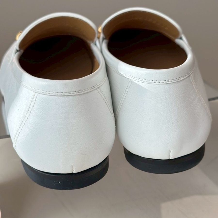 HERMES 奶昔白豬鼻子金釦樂福鞋 37號-8