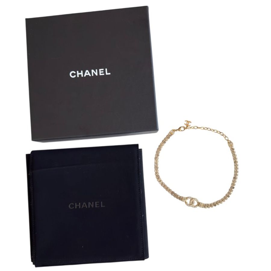 CHANEL CC 水鑽 珠珠 項鏈-1
