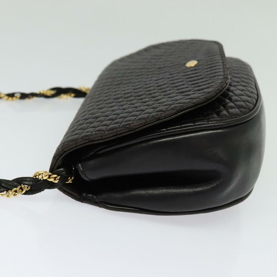 【日本直送】BALLY 絎縫鏈條單肩包 皮革 黑色 金色 正品 141092-2