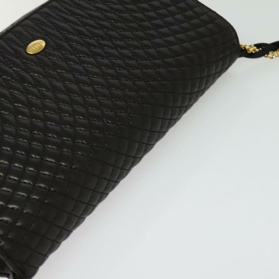 【日本直送】BALLY 絎縫鏈條單肩包 皮革 黑色 金色 正品 141092-5