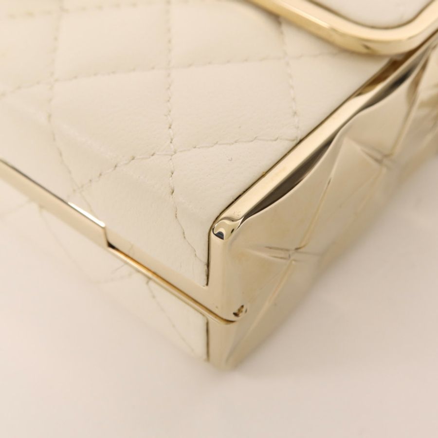 CHANEL 羊皮皮革Evening Bag金扣鏈帶肩背袋-5