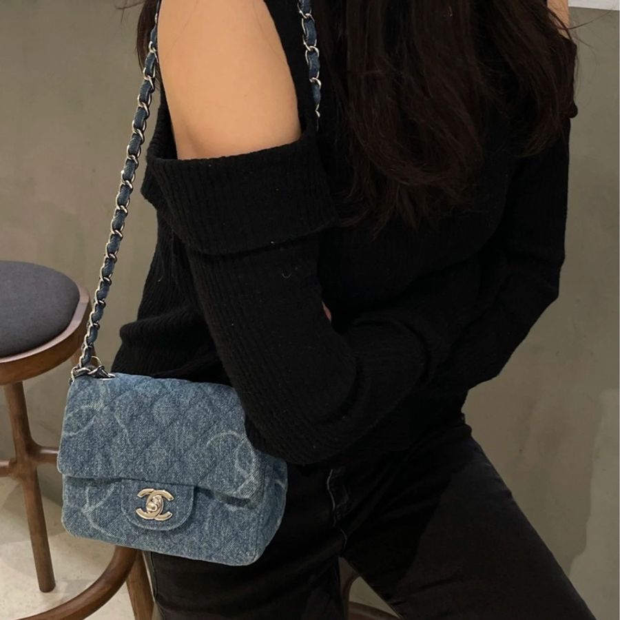 🈶台灣購證 #大全配 #近新閒置 香奈兒單寧方胖子cf17牛仔系列-7
