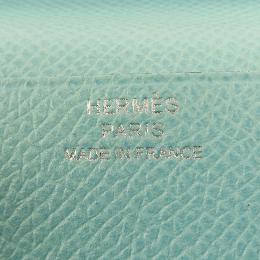 HERMES Epsom皮革Bearn W Snap銀扣長錢包Bleu Atoll-5