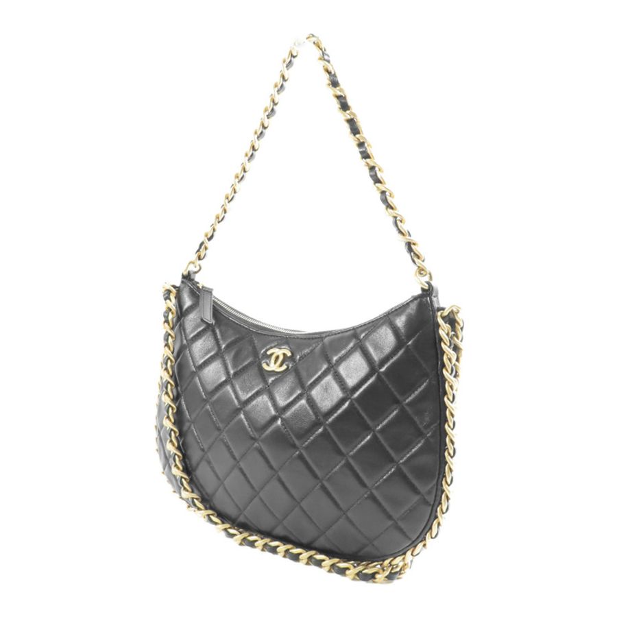 CHANEL 【激減優惠】羊皮皮革Matelasse Chain Shoulder金扣手挽肩背兩用袋-1