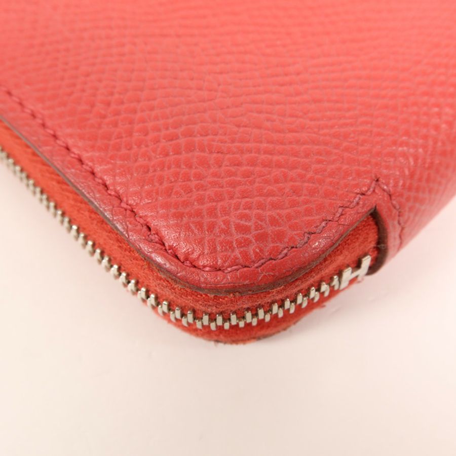 HERMES Epsom皮革Silk In Wallet銀扣錢包Bougainvillea-11
