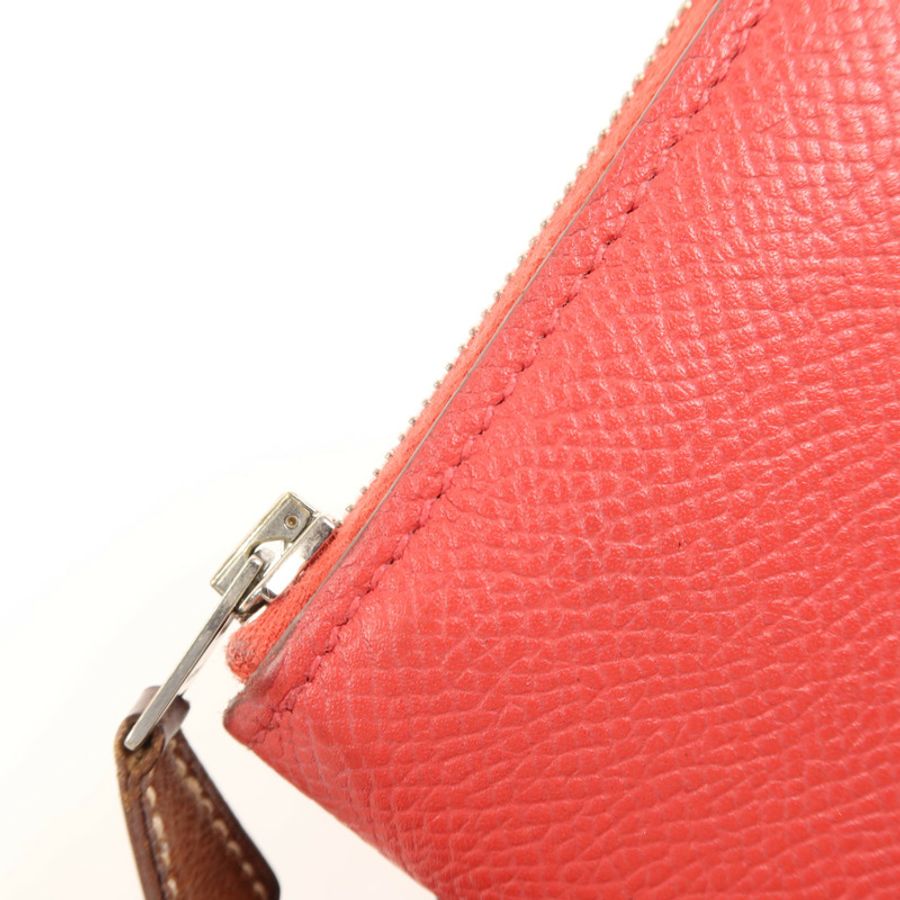 HERMES Epsom皮革Silk In Wallet銀扣錢包Bougainvillea-12