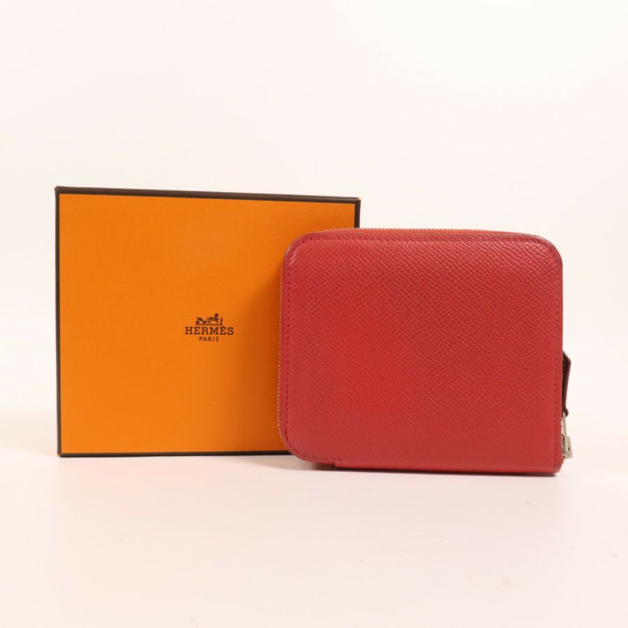 HERMES Epsom皮革Silk In Wallet銀扣錢包Bougainvillea-13