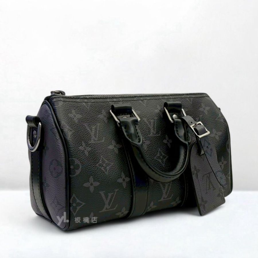 LV Keepall 25 黑老花手提肩背波士頓包 M46271-3
