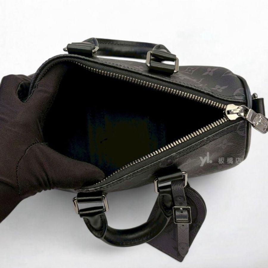LV Keepall 25 黑老花手提肩背波士頓包 M46271-6