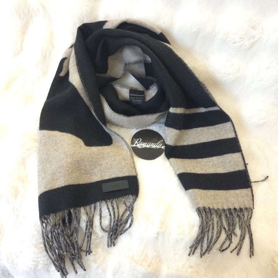Hermes Cashmere 雙馬馬頭喀什米爾圍巾-1