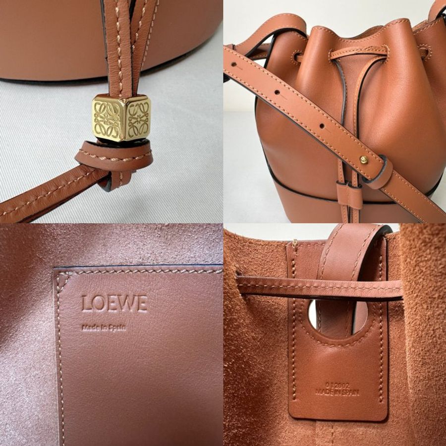 LOEWE Balloon棕色牛皮水桶包-8