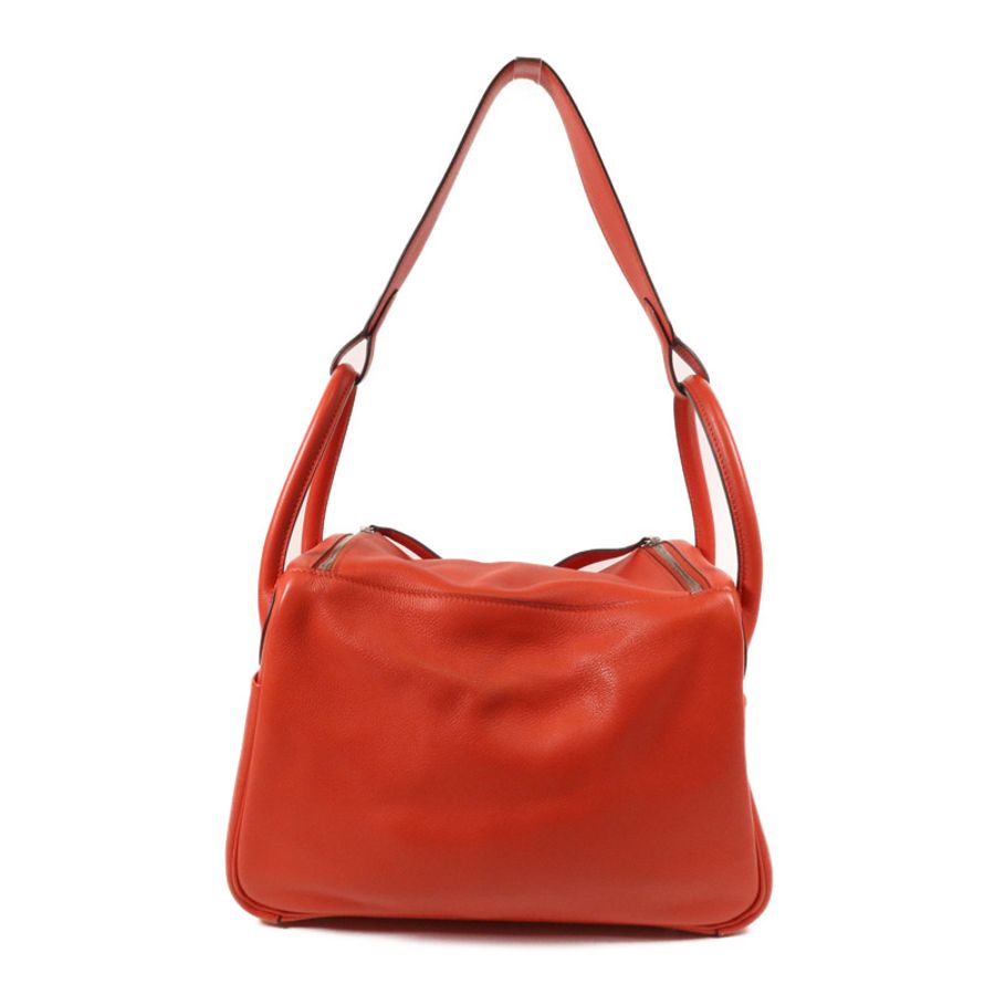 HERMES 【Hermes Fair】Evercolor皮革Lindy 30銀扣手挽肩背兩用袋Rouge Tomate-1