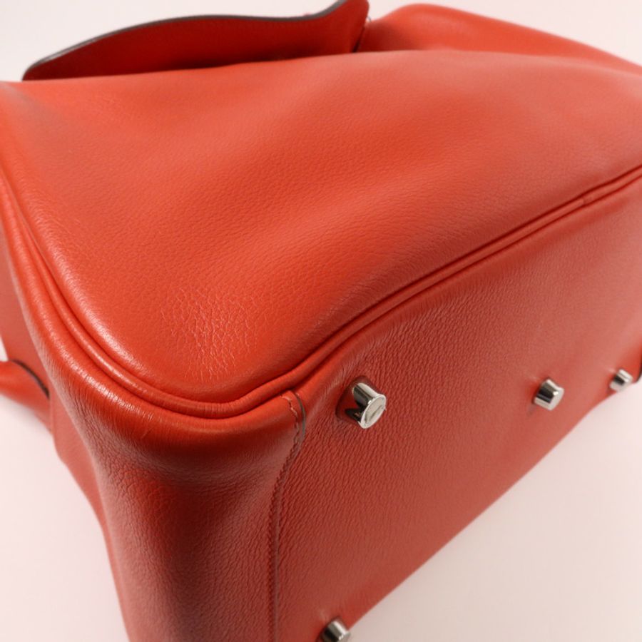 HERMES 【Hermes Fair】Evercolor皮革Lindy 30銀扣手挽肩背兩用袋Rouge Tomate-5