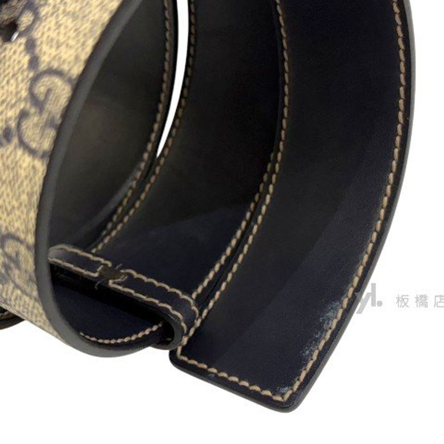 GUCCI 雙G拚黑牛皮銀釦皮帶245861-9
