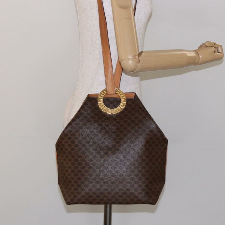 【日本直送】CELINE Macadam帆布肩背包 PVC皮革 棕色 金色 正品 141402-22