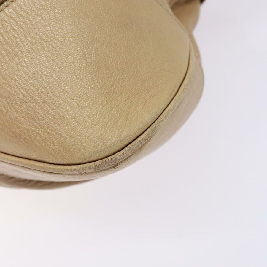 【日本直送】Salvatore Ferragamo Gancini 手提包 皮革 米色 銀色 正品 141104-8