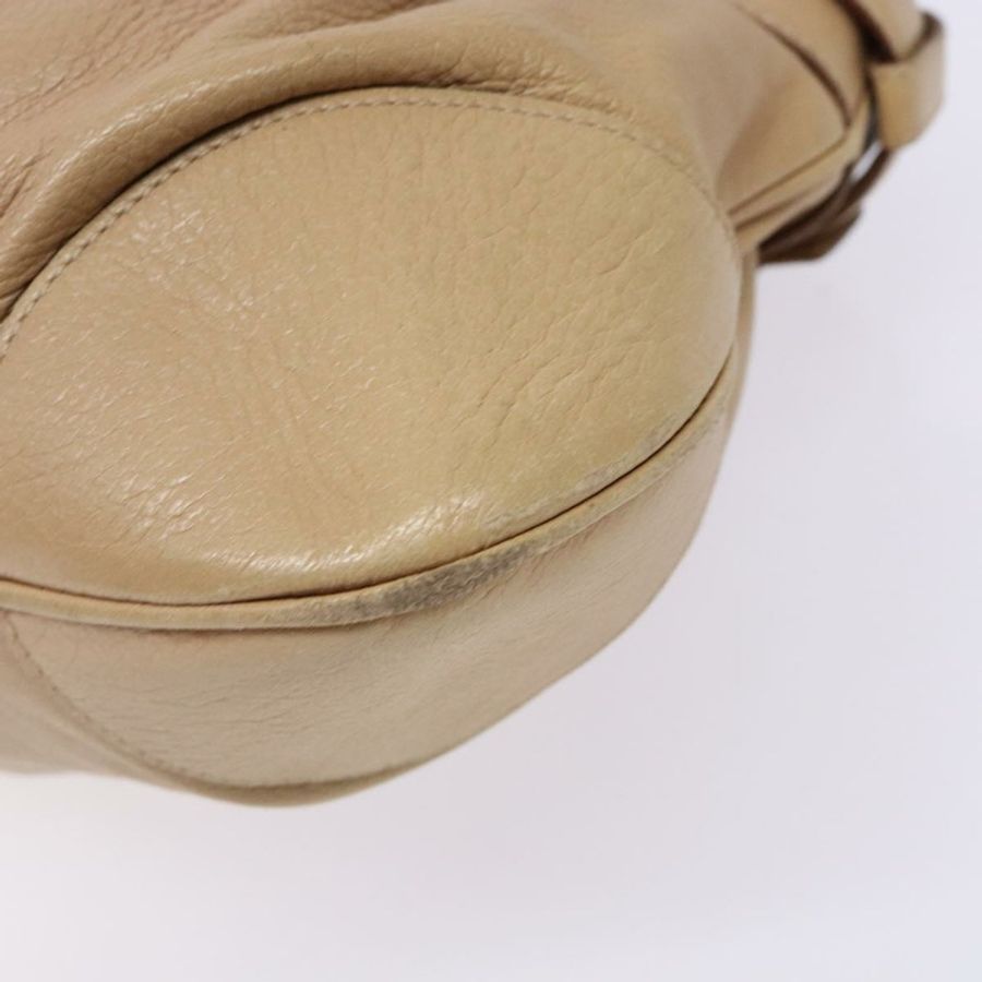 【日本直送】Salvatore Ferragamo Gancini 手提包 皮革 米色 銀色 正品 141104-14