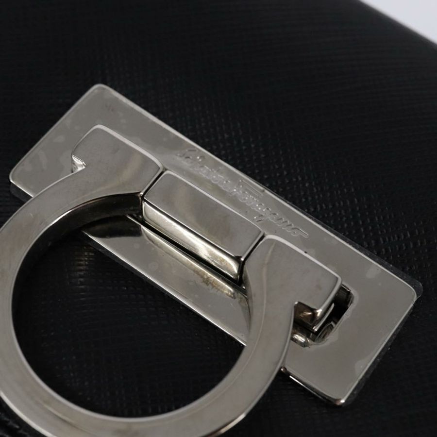 【日本直送】Salvatore Ferragamo Gancini 手提包 皮革 2way 黑色 銀色 Auth BA5942-18