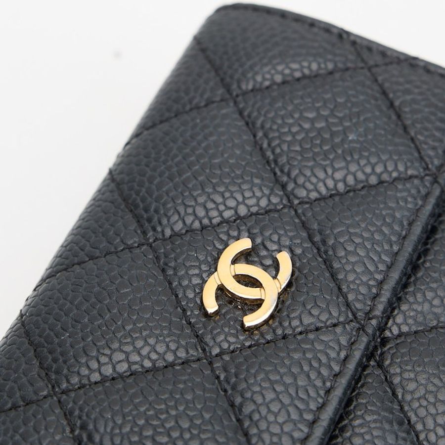 二手Chanel 兩折短夾/黑金牛-4