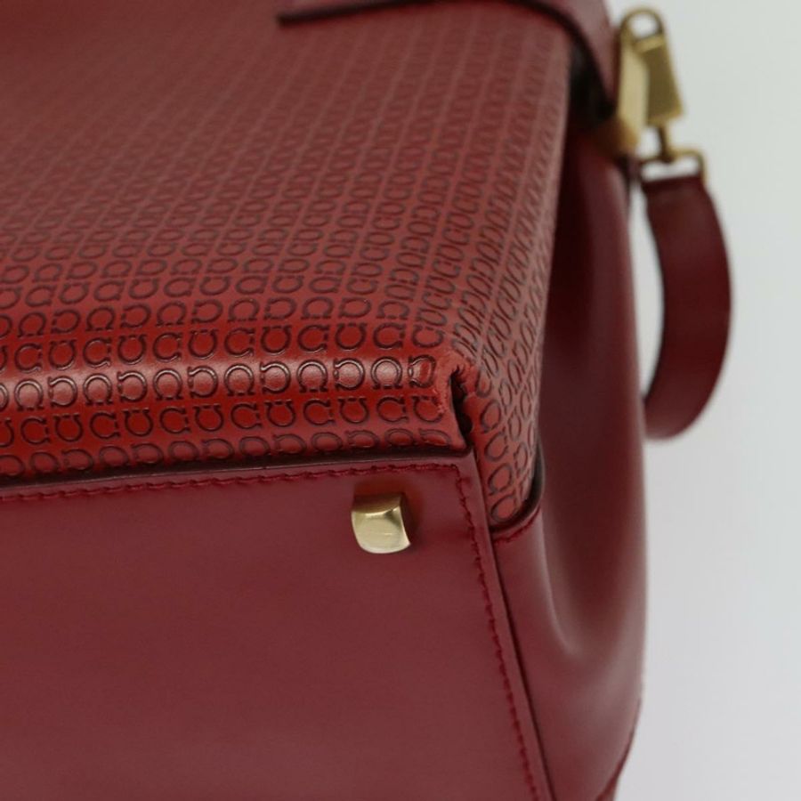 【日本直送】Salvatore Ferragamo Gancini 手提包 皮革 兩用 紅色 金色 正品 141492-17