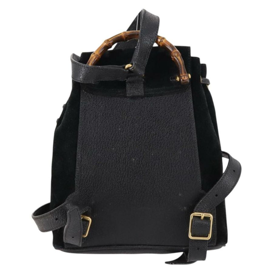 【日本直送】GUCCI 竹編雙肩包 絨面革 黑色 金色 003 2058 0030 正品 ep10853-1