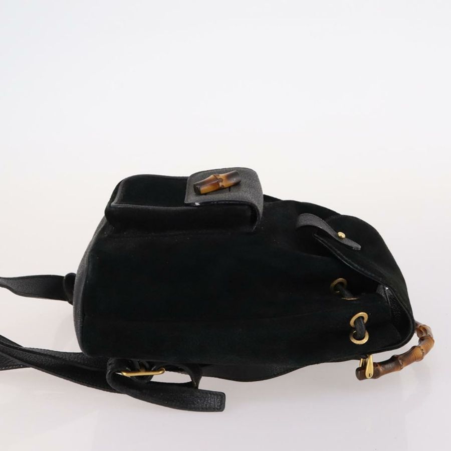 【日本直送】GUCCI 竹編雙肩包 絨面革 黑色 金色 003 2058 0030 正品 ep10853-2