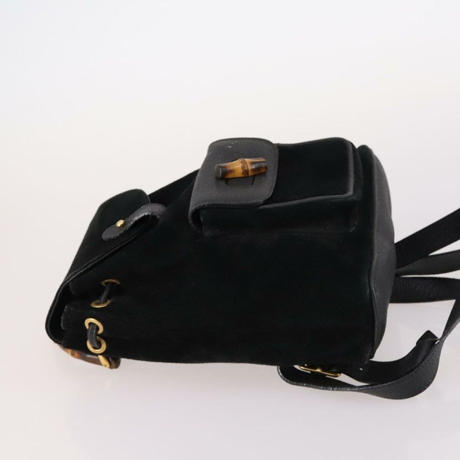 【日本直送】GUCCI 竹編雙肩包 絨面革 黑色 金色 003 2058 0030 正品 ep10853-3