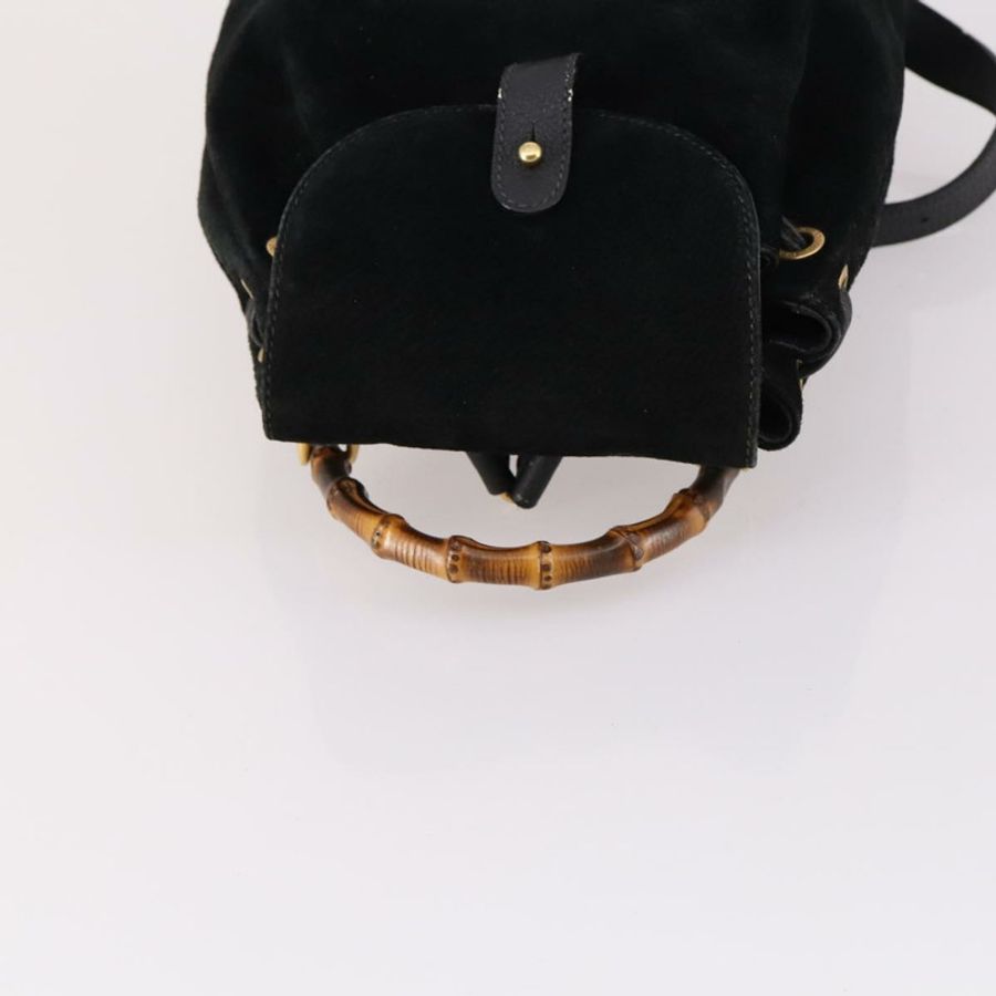 【日本直送】GUCCI 竹編雙肩包 絨面革 黑色 金色 003 2058 0030 正品 ep10853-5