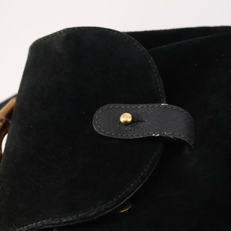 【日本直送】GUCCI 竹編雙肩包 絨面革 黑色 金色 003 2058 0030 正品 ep10853-18