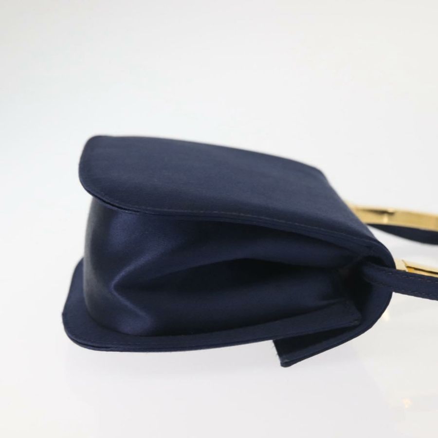 【日本直送】Salvatore Ferragamo Gancini 手提包 緞面 兩用 海軍藍 金色 正品 142663-2